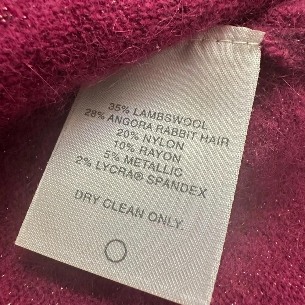 Magenta Lambs Wool Angora Sleeveless Turtleneck Sweater Purple Shimmer Size S - Picture 10 of 14